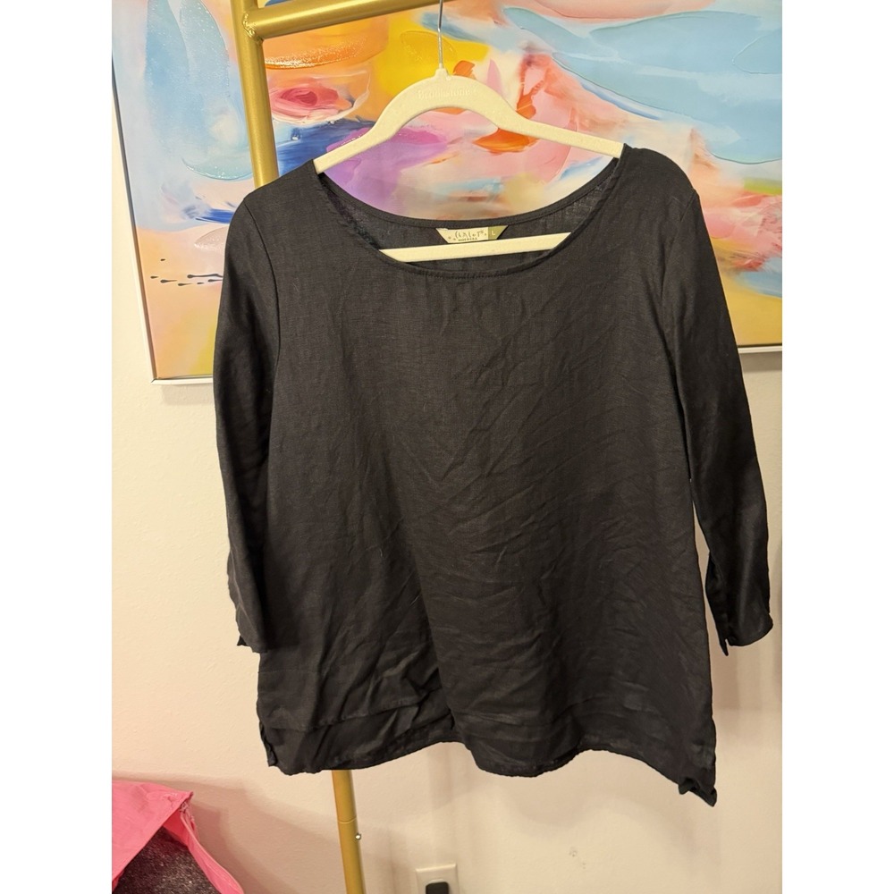 Chalet Women's Linen Black Shirt Large